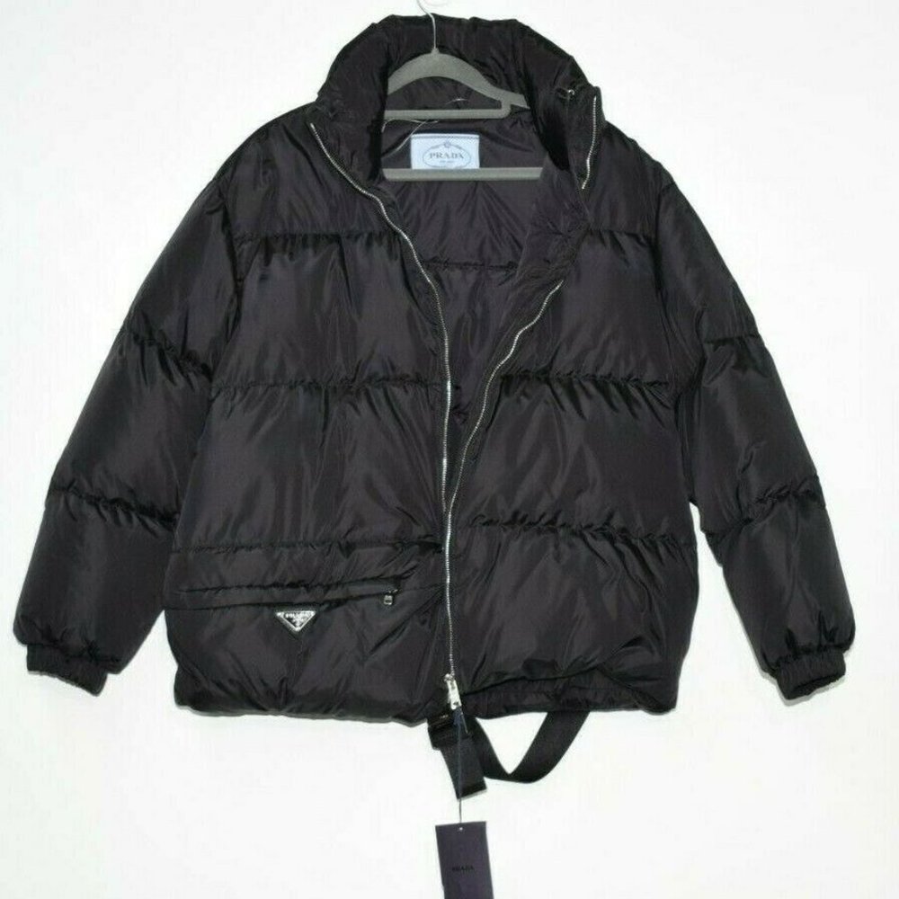 Prada Women's Black Pluma Bucked Nylon Puffer Jack